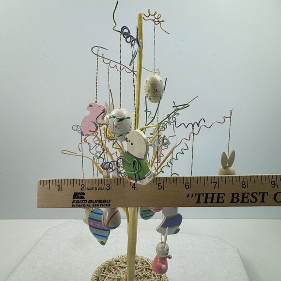 Vintage Easter Tree 17 Wooden Ornaments Bendable Branches Yellow 18" Tall - Picture 12 of 12